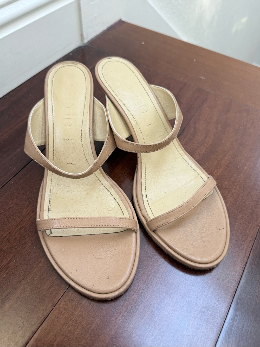 Aeyde 65mm Mary leather sandals beige - Picture 4 of 5